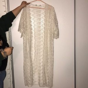 White Crochet Kimono Cover-Up